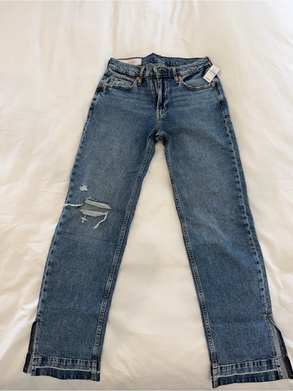 GAP Light Blue Straight Leg Ripped Jeans